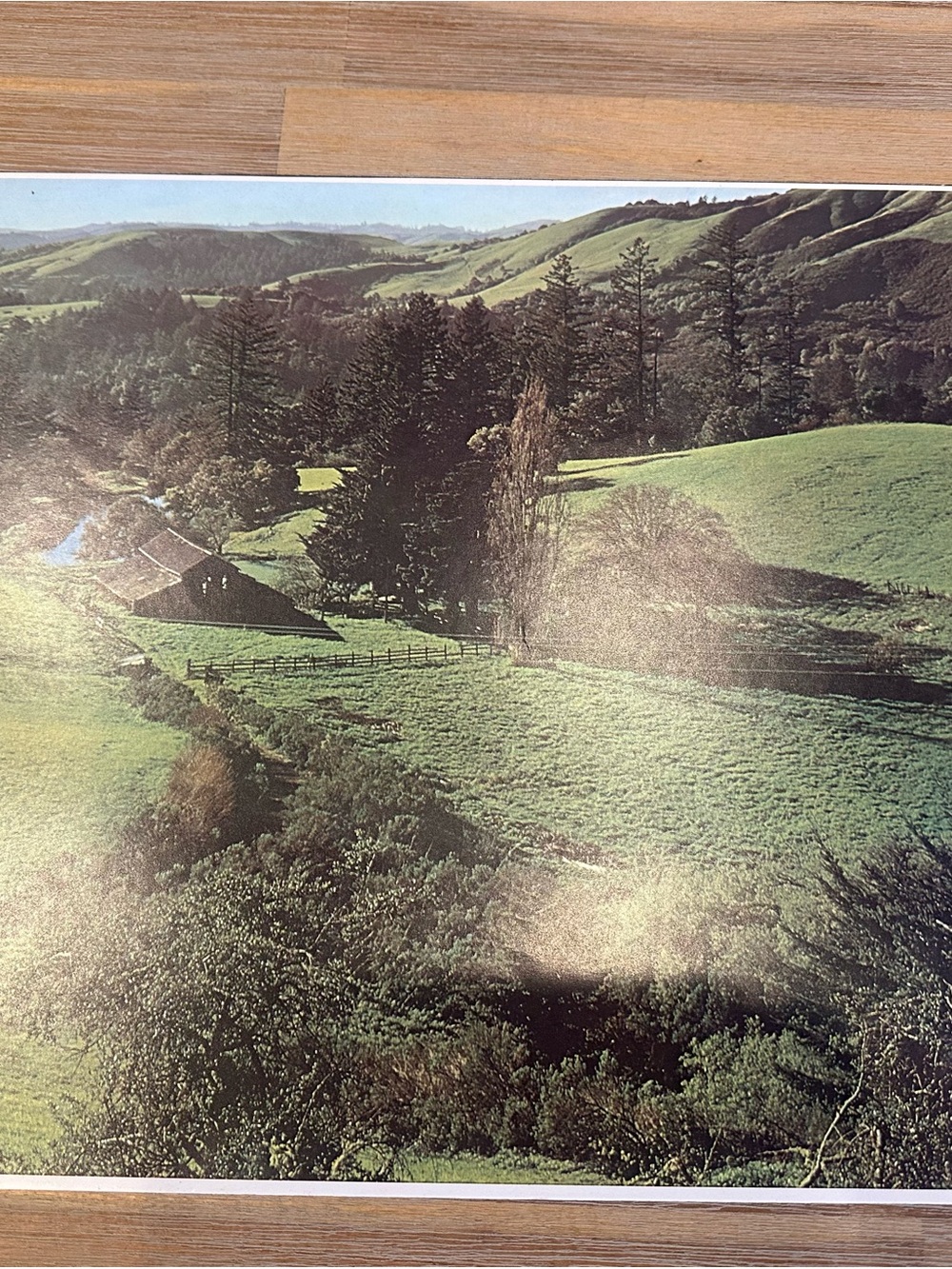 Vintage Portal Publications Pastoral Barn & Rolling Hills Landscape Lithograph
